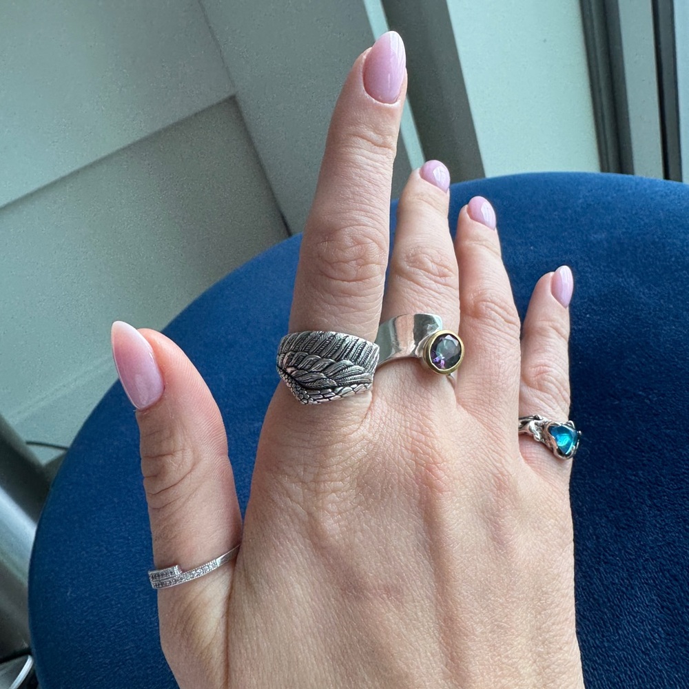 Silver Rings Set with Blue Stone - Picture 10 of 10